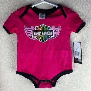 NWT Harley Davidson Laredo Pink Wings One Piece Sz 6-9 Months